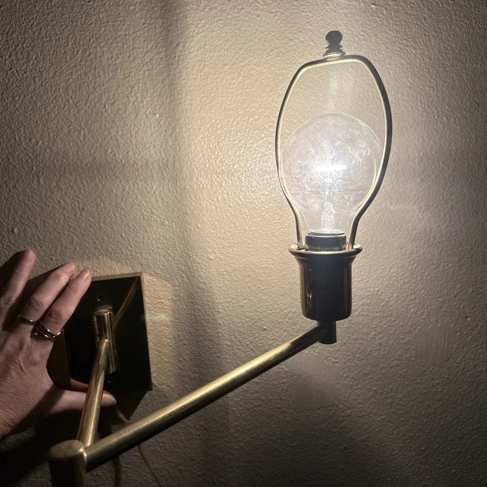 Vintage MCM Brass Articulating Swing Arm Sconce Lamp Wear Areas